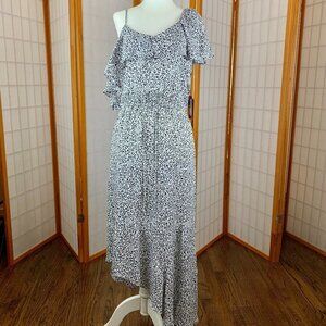 NWT Vince Camuto - Asymmetric Flutter Dress - Black Cheetah - Size XS
